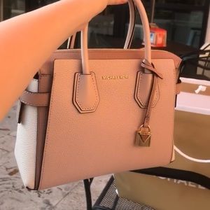 Michael Kors Mercer Pebbled Leather Belted Satchel